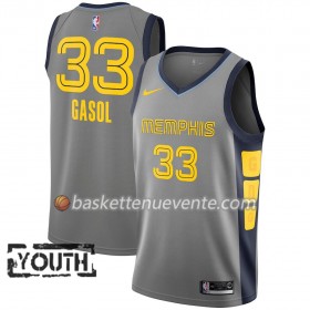 Maillot Basket Memphis Grizzlies Marc Gasol 33 2018-19 Nike City Edition Gris Swingman - Enfant